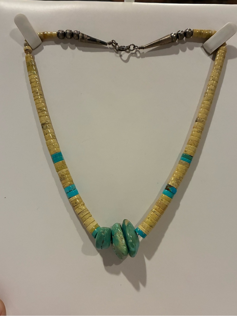 Vintage Native American Pueblo Santo Domingo Turquoise & Serpentine Necklace